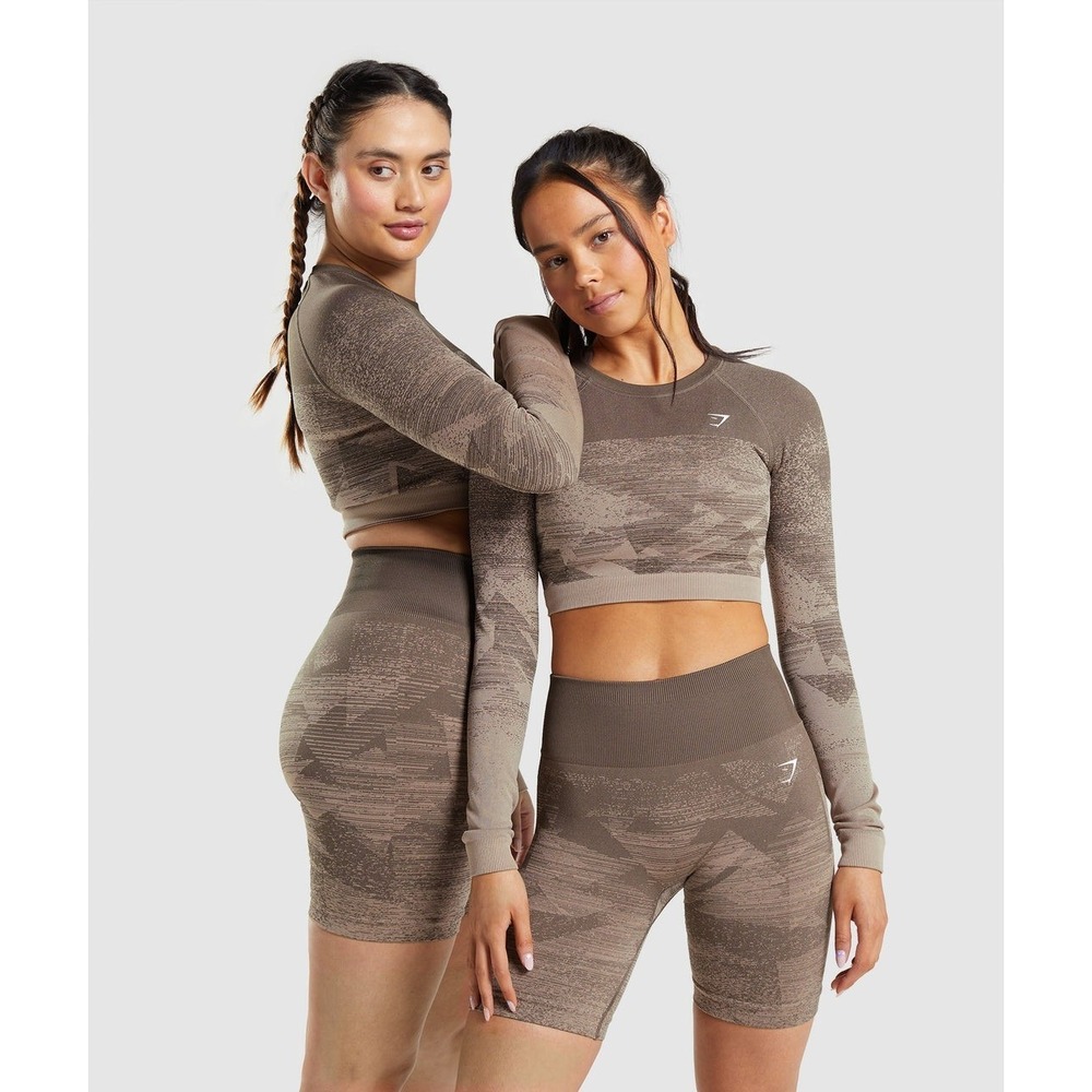 Gymshark Adapt Ombre Crop Top Women's Small Brown Gym Workout Athletic Training - Picture 2 of 11